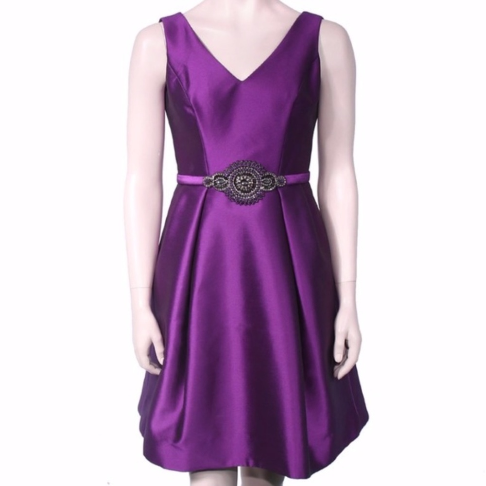 Theia Purple  A-Line Jewel Dress Size 12 NWT